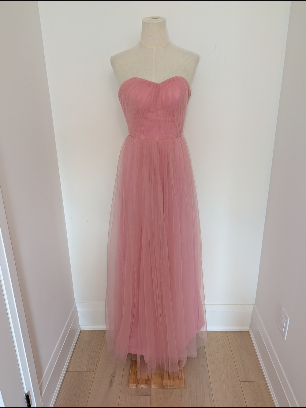 Strapless Pink Tulle Maxi Gown